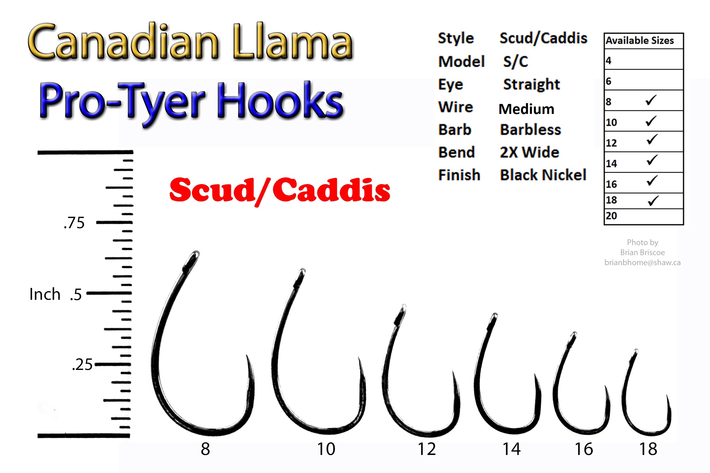 Scud/Caddis Hook 25 pc.